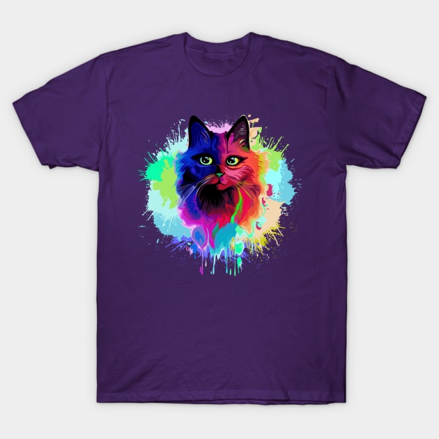 Cat Trippy Psychedelic Pop Art T-Shirt by BluedarkArt